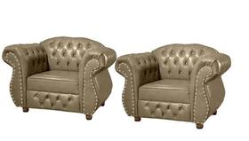 Duas Poltronas Chesterfield Merlo - Corano Bege / Decoração, recepção , barbearia, sala tv estar Duas Poltronas Chesterfield Merlo - Corano Bege / Decoração, recepção , barbearia, sala tv estar