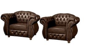 Duas Poltronas Chesterfield Merlo Corano Marrom Decoração, recepção , barbearia, sala tv estar Duas Poltronas Chesterfield Merlo Corano Marrom Decoração, recepção , barbearia, sala tv estar