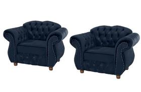 Duas Poltronas Chesterfield Merlo - Suede Azul Marinho / Decoração, recepção , barbearia, sala tv estar Duas Poltronas Chesterfield Merlo - Suede Azul Marinho / Decoração, recepção , barbearia, sala tv estar
