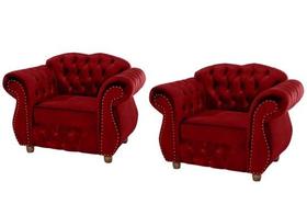 Duas Poltronas Chesterfield Merlo - Suede Bordô / Decoração, recepção , barbearia, sala tv estar Duas Poltronas Chesterfield Merlo - Suede Bordô / Decoração, recepção , barbearia, sala tv estar
