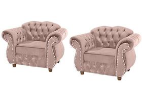 Duas Poltronas Chesterfield Merlo - Suede Rosa / Decoração, recepção , barbearia, sala tv estar Duas Poltronas Chesterfield Merlo - Suede Rosa / Decoração, recepção , barbearia, sala tv estar
