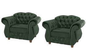 Duas Poltronas Chesterfield Merlo - Suede Verde Musgo / Decoração, recepção , barbearia, sala tv estar Duas Poltronas Chesterfield Merlo - Suede Verde Musgo / Decoração, recepção , barbearia, sala tv estar