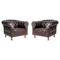 Duas Poltronas Duque Chesterfield Capitone Marrom