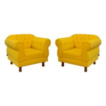 Duas Poltronas Elisabeth Chesterfield Capitone Suede Amarelo / Decoração, Sala, Tv, Estar, Recepção Duas Poltronas Elisabeth Chesterfield Capitone Suede Amarelo / Decoração, Sala, Tv, Estar, Recepção