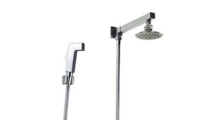 Ducha 10 cm Redonda em ABS com Cano Curto de Parede Quadrado com Desviador e Duchinha Manual em ABS
