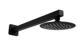 Ducha 15 cm Inox 304 Preto Redondo c/ Cano de Parede 40 cm