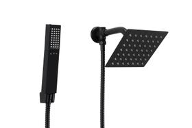 Ducha 15 cm Preto Fosco em Inox com Chuveirinho de Mão 3 ABS