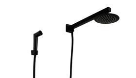 Ducha 15 cm Preto Fosco em Inox com Ducha de Mão ABS Redondo