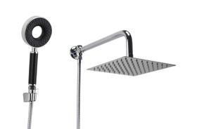 Ducha 20 cm Inox com Desviador e Ducha de Mão ABS 3 Jatos