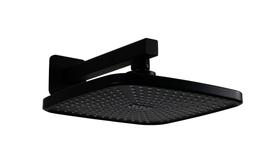 Ducha 21 cm em ABS Preto Fosco Quadrado com Cano Curto Quadrado de Parede