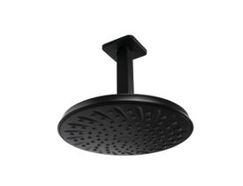 Ducha 21 cm Redonda Preto Fosco em ABS com Cano de teto 10 cm Quadrado