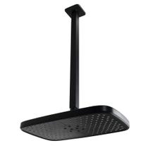 Ducha 30x20 cm Black Matte ABS c/ Braço Suporte d Teto 40 cm