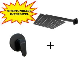 Ducha 30x30 e registro com acabamento oval Luxo black matte - Deck Casa Ducha 30x30 e registro com acabamento oval Luxo black matte - Deck Casa
