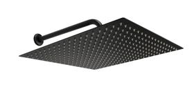 Ducha 40x40 cm em Inox Preto Fosco de Parede c/ Cano Redondo