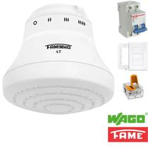 Ducha 6800W 220V Disjuntor 32APlaca 4x2 Fame e Conector para Chuveiro Wago