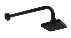 Ducha ABS 10x10 cm Quadrado Preto Fosco c/ Cano Suporte