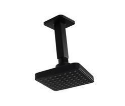 Ducha ABS 10x10 cm Quadrado Preto Fosco Flatt c/ Cano de Teto 10 cm