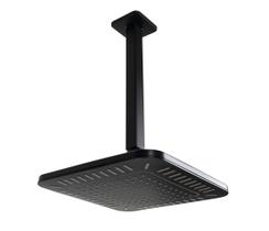 Ducha ABS 21 cm Preto Fosco Quadrada c/ Cano de teto 24 cm Ducha ABS 21 cm Preto Fosco Quadrada c/ Cano de teto 24 cm