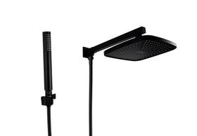 Ducha ABS Black Matte Quadrada 21 cm com Desviador e Chuveirinho Bastão em ABS com Trava Ducha ABS Black Matte Quadrada 21 cm com Desviador e Chuveirinho Bastão em ABS com Trava