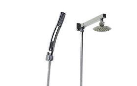 Ducha ABS Cromada Redonda 10 cm com Braço Suporte de Parede de 20 cm com Desviador e Chuveirinho de Mão Ducha ABS Cromada Redonda 10 cm com Braço Suporte de Parede de 20 cm com Desviador e Chuveirinho de Mão