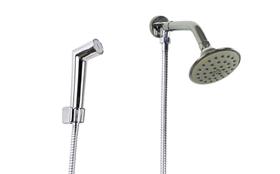 Ducha ABS Flatt Redonda Fina c/ Chuveirinho Manual em ABS Ducha ABS Flatt Redonda Fina c/ Chuveirinho Manual em ABS