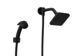 Ducha ABS Preto Flatt Quadrado com Ducha de Mão com Trava