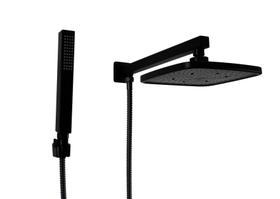 Ducha ABS Preto Fosco Quadrada 21 cm com Ducha Manual Retangular em ABS com Trava