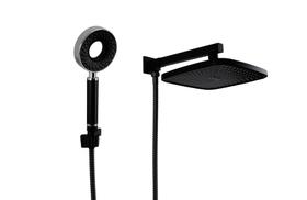Ducha ABS Quadrada Preto Fosco 21 cm com Duchinha Manual 3 Jatos em ABS Black com Trava