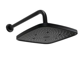 Ducha ABS Quadrado 21 cm Preto Fosco c/ Cano Redondo Parede