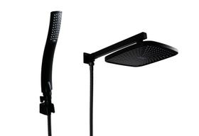 Ducha ABS Quadrado Preto Fosco 21 cm com Chuveirinho com Trava em ABS Black Matte