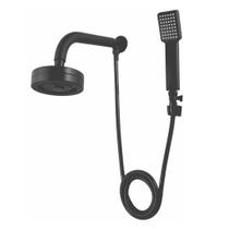 Ducha auto-limpante preto fosco abs redonda c/ desviador