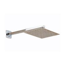 Ducha banho piscina Quadrado 20x20cm Inox Borda Fina com Braço Quadrado 40 cm