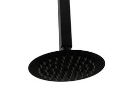 Ducha Black 15 cm Inox 304 Redonda com Cano de Teto 40 cm