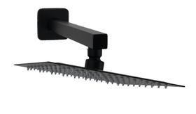 Ducha Black 20 Cm Inox 304 Com Braço Parede Matte 28 cm