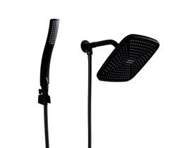 Ducha Black Fosco em ABS Quadrada com Chuveirinho Manual com Trava Ducha Black Fosco em ABS Quadrada com Chuveirinho Manual com Trava