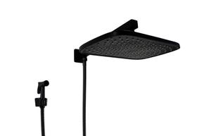 Ducha Black Matte 30x20 cm em ABS Retangular com Ducha de Mão em Metal com Trava Ducha Black Matte 30x20 cm em ABS Retangular com Ducha de Mão em Metal com Trava