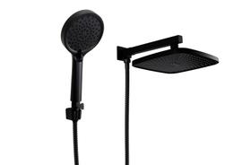 Ducha Black Matte em ABS 21 cm com Chuveiro Manual em ABS com Trava