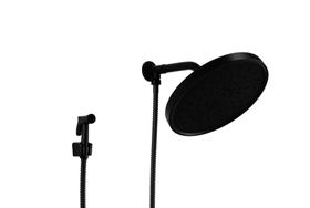 Ducha Black Matte em ABS Redonda 25 cm de Parede com Ducha de Mão em Metal com Trava - amg metais