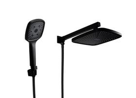 Ducha Black Matte Quadrada 21 cm em ABS com Ducha de Mão Preto Fosco com Trava em ABS Ducha Black Matte Quadrada 21 cm em ABS com Ducha de Mão Preto Fosco com Trava em ABS