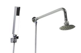 Ducha Chuveiro 10 cm em ABS com Cano Redondo de Parede e Ducha Manual Retangular com Trava em ABS