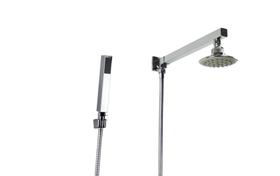 Ducha Chuveiro 10 cm em ABS Cromado com Cano de Parede 30 cm e Duchinha Manual em ABS Retangular