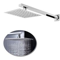 Ducha Chuveiro 20x20 Slim Inox Com Braço 40cm Solar Gás