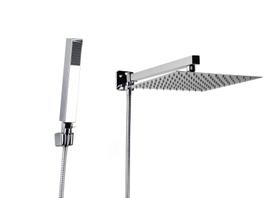Ducha Chuveiro 25x25 cm em Inox Cromado com Desviador e Duchinha Manual Retangular em ABS com Trava Ducha Chuveiro 25x25 cm em Inox Cromado com Desviador e Duchinha Manual Retangular em ABS com Trava