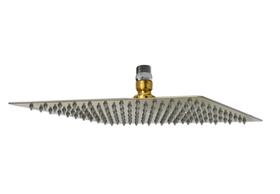 Ducha Chuveiro 25x25 cm em Inox Slim Quadrada Dourada Golden com Suporte Niple de Teto