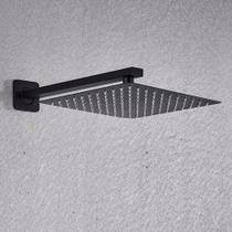 Ducha Chuveiro 30x30 Slim Inox Preto Fosco Com Braço 38cm Ducha Chuveiro 30x30 Slim Inox Preto Fosco Com Braço 38cm