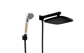 Ducha Chuveiro ABS Preto Fosco 21 cm Quadrado com Ducha Manual em ABS com Esferas Ionizantes e Trava Ducha Chuveiro ABS Preto Fosco 21 cm Quadrado com Ducha Manual em ABS com Esferas Ionizantes e Trava