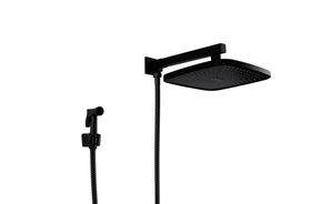 Ducha Chuveiro ABS Preto Fosco com Chuveirinho Manual em Metal com Trava