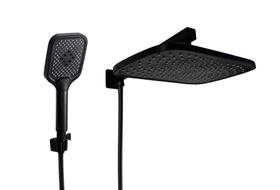 Ducha Chuveiro Black em ABS Retangular Quadrado com Chuveirinho Manual com Botão Alavanca Ducha Chuveiro Black em ABS Retangular Quadrado com Chuveirinho Manual com Botão Alavanca