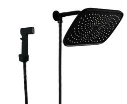 Ducha Chuveiro Black Matte em ABS com Duchinha Manual com Trava em ABS - AMG Metais
