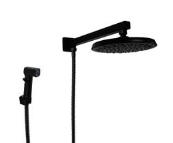 Ducha Chuveiro Black Matte em ABS Redonda com Duchinha Manual em ABS com Trava - AMG Metais